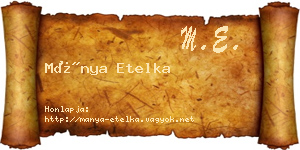Mánya Etelka névjegykártya